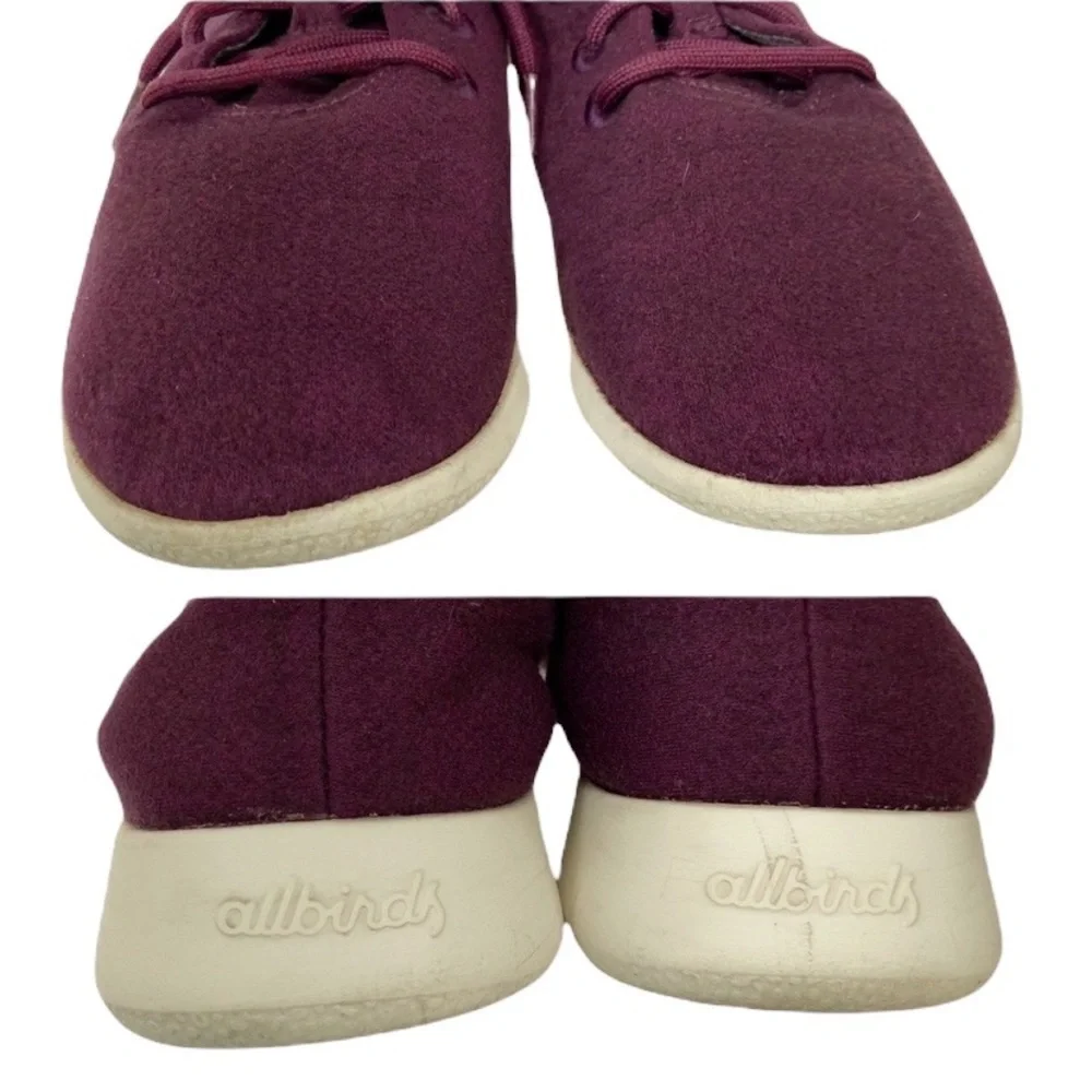 Allbirds Men’s Wool Runners Size M10 D520 Burgundy/White Renewable Materials